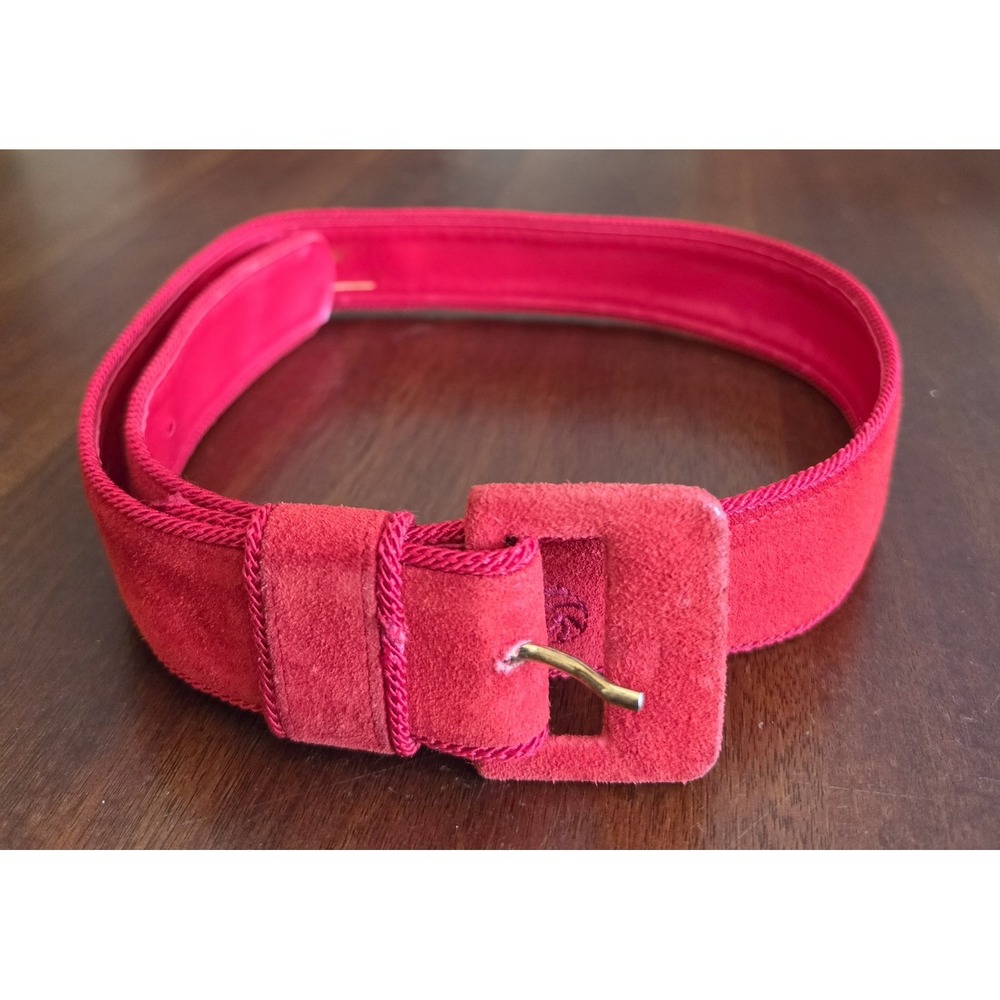 Vintage Mondi Women's Red Suede Belt Embroidery German Made